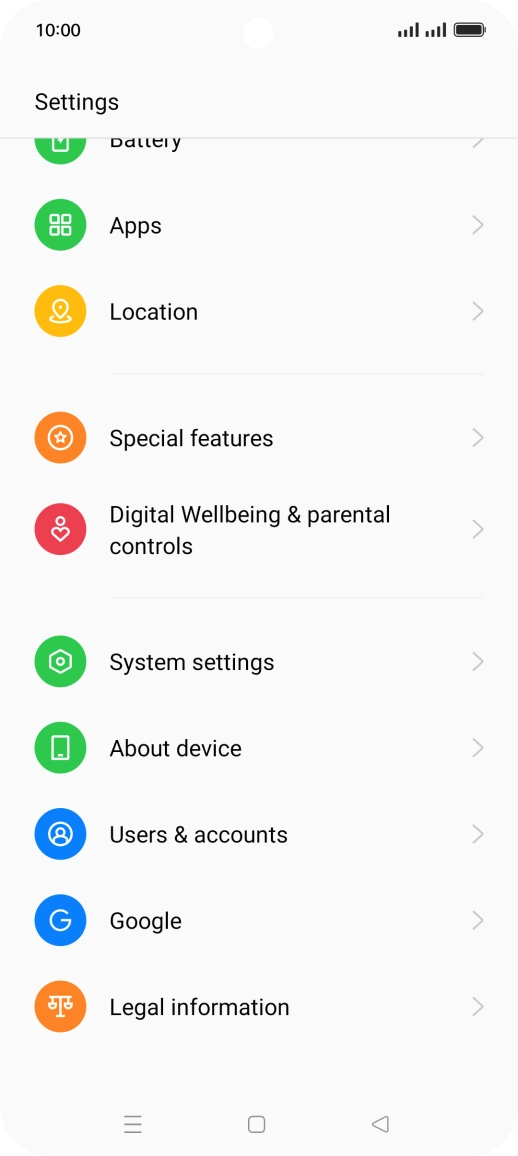 Press System settings.