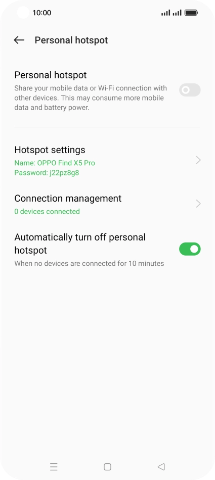 Press Hotspot settings.