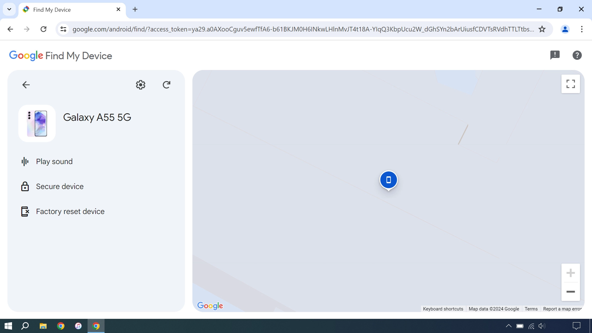 Your phone's latest position is displayed on the map.