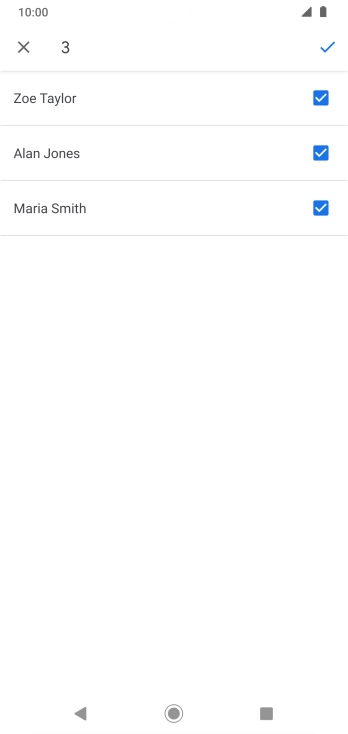Press the fields next to the required contacts to select them.