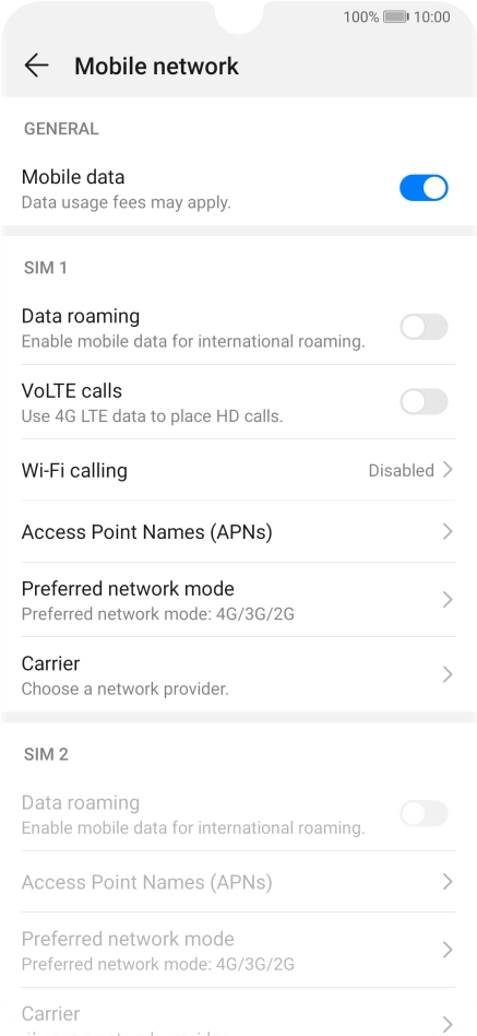 Press Access Point Names (APNs).