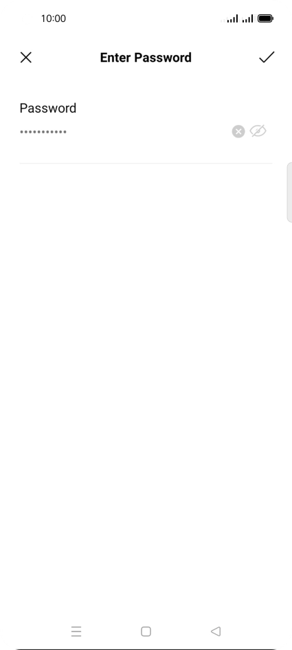 Key in the password for the Wi-Fi network and press the confirm icon.