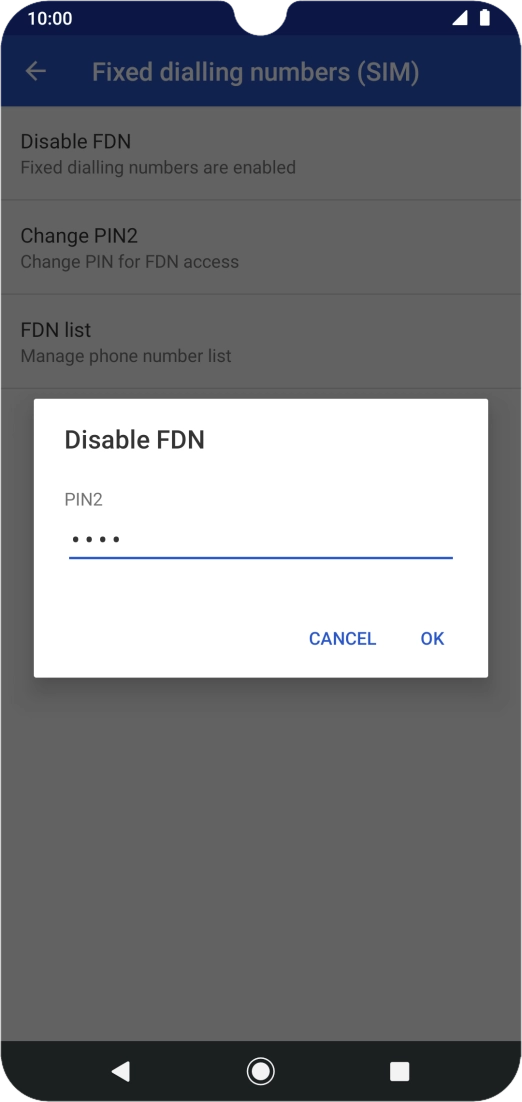 Key in your PIN2 and press OK. The default PIN2 is 0000.