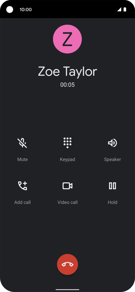 Press the end call icon.