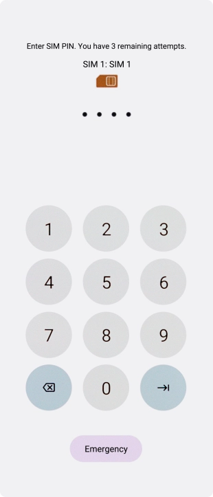 If you're asked to key in your PIN, do so and press arrow right. The default PIN is 1111.