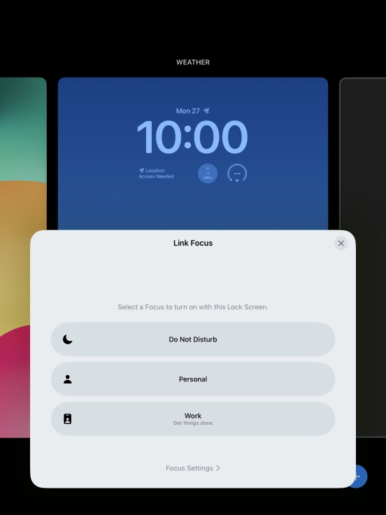 Press the required focus mode.