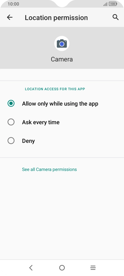 Press the required setting.