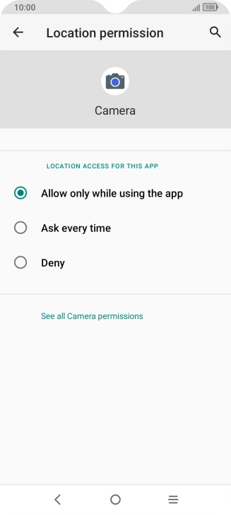 Press the required setting.