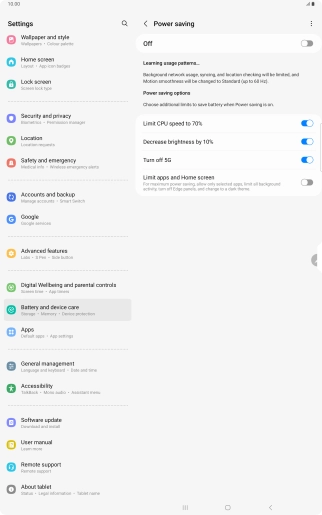 Press the indicators next to the required settings.