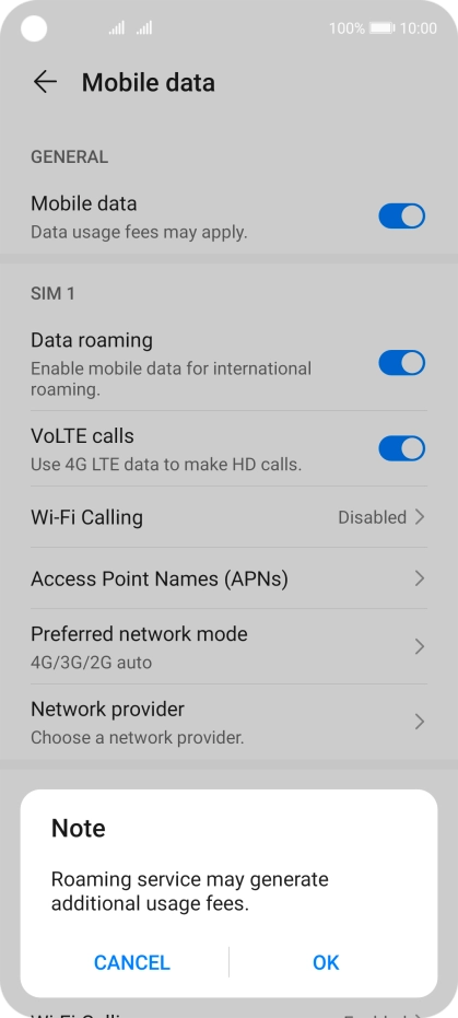 If you turn on the function, press OK.