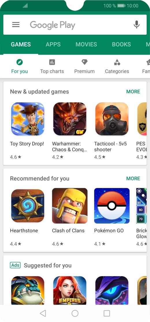 Press the search field.