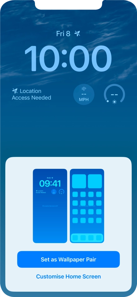 To use the same colour theme on the home screen, press Set as Wallpaper Pair.