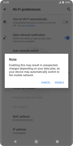 If you turn on the function, press ENABLE.