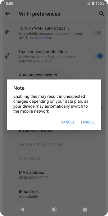 If you turn on the function, press ENABLE.