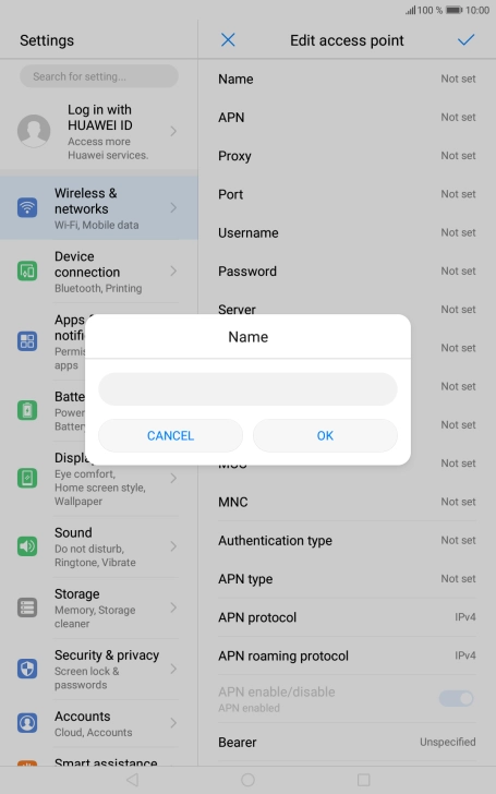 Key in EE Internet and press OK.