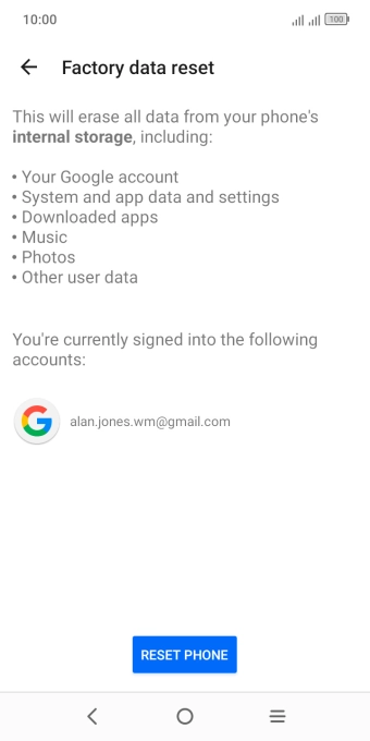 Press RESET PHONE.