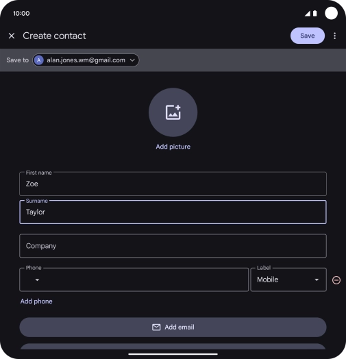 Press the field below 