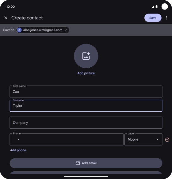 Press the field below 