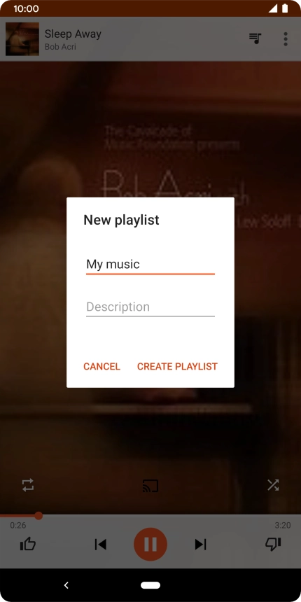 Key in a name for the playlist and press CREATE PLAYLIST.