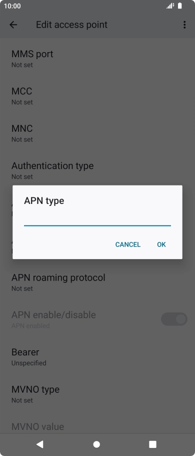 Key in default and press OK.