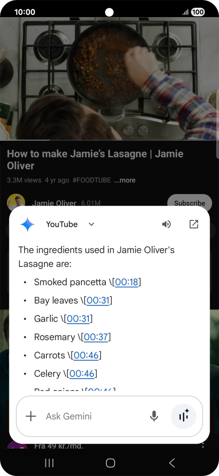 The answer from Gemini to your question is displayed.