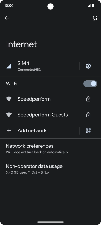 Press the required Wi-Fi network.