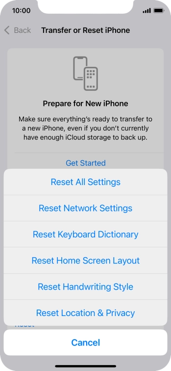 Press Reset Network Settings.