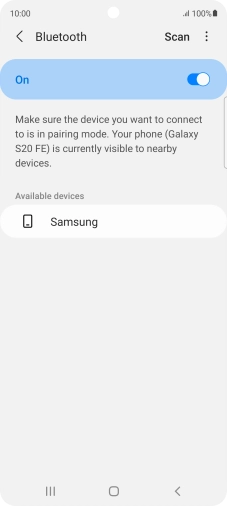 Press the required Bluetooth device and follow the instructions on the screen to pair the device with your phone.