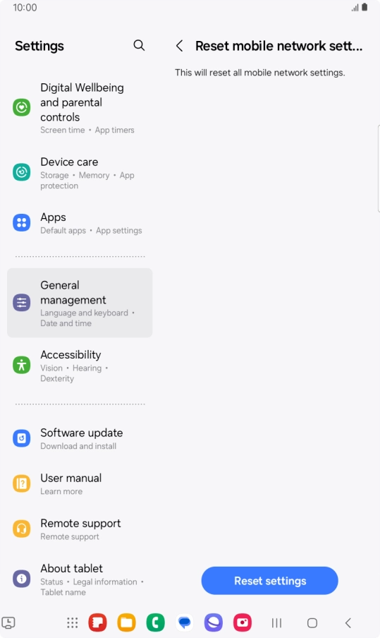 Press Reset settings.