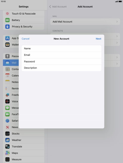 Press Description and key in the required name.