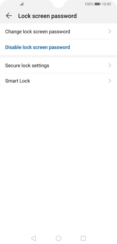 Press Disable lock screen password.