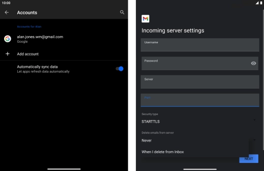 Press Never to keep email on the server when you delete them on your phone.