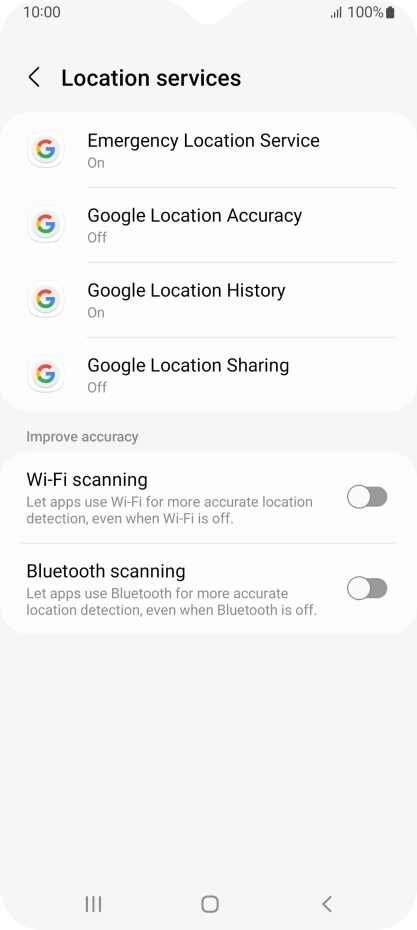Press Google Location Accuracy.
