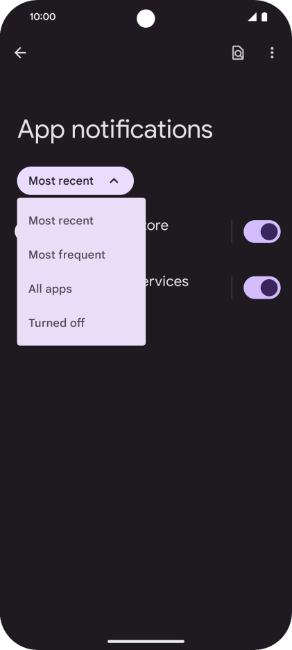 Press the required setting.