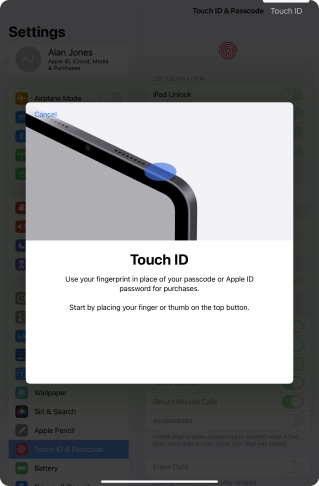 Follow the instructions on the screen to add your fingerprint. If you haven't previously selected a lock code, key in a code of your own choice twice.