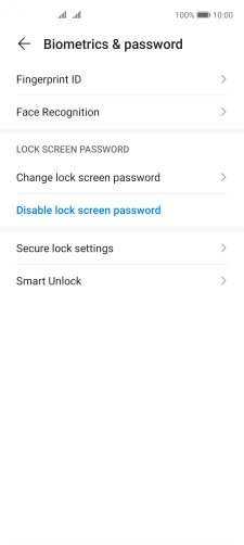 Press Disable lock screen password.