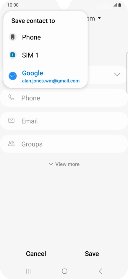 Press the required Google account.