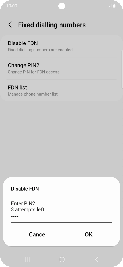 Key in your PIN2 and press OK. The default PIN2 is 0000.