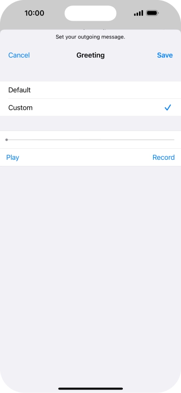 Press Play to play back your greeting.