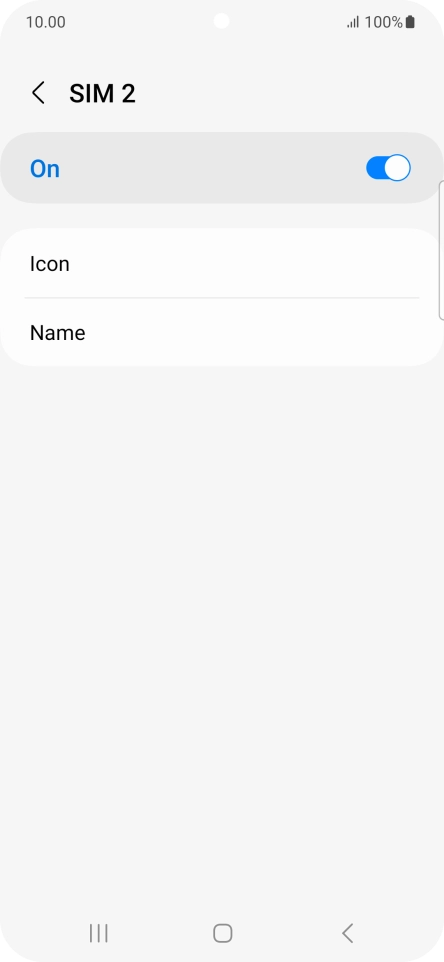 Press the indicator to turn use of the SIM on or off.