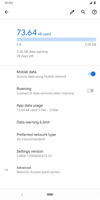 The total data usage is displayed.