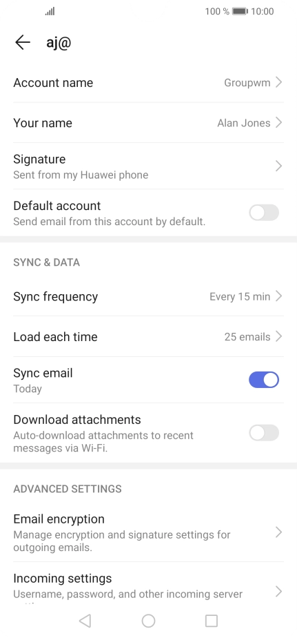 Press Account name and key in the required name.