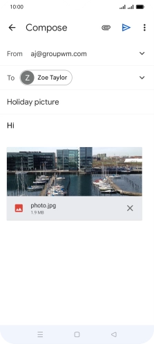 Press the send icon when you've finished your email.