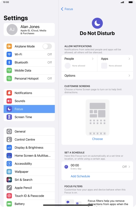 Press People and follow the instructions on the screen to select which contacts you would like to receive calls and notifications from when Do Not Disturb is turned on.