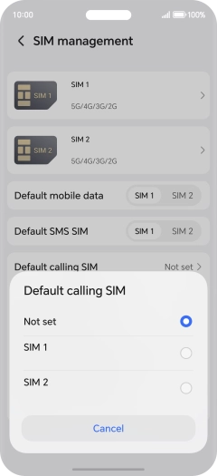 Press the required setting.