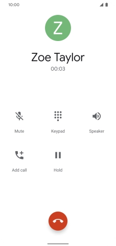 Press the end call icon.