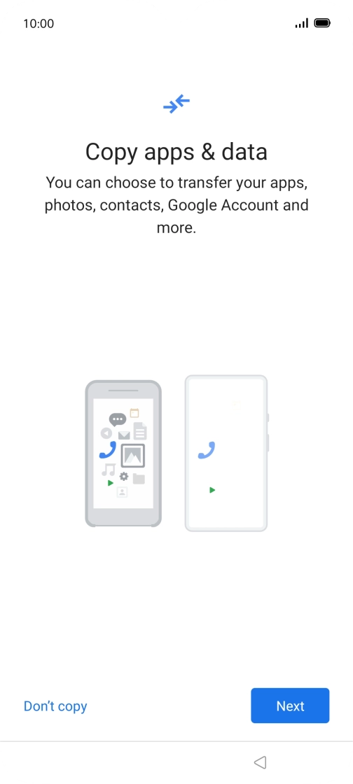 You can transfer the contents of another phone to your phone when it's activated for the first time and after a factory reset. When this screen is displayed, your phone is ready to transfer contents from another phone.