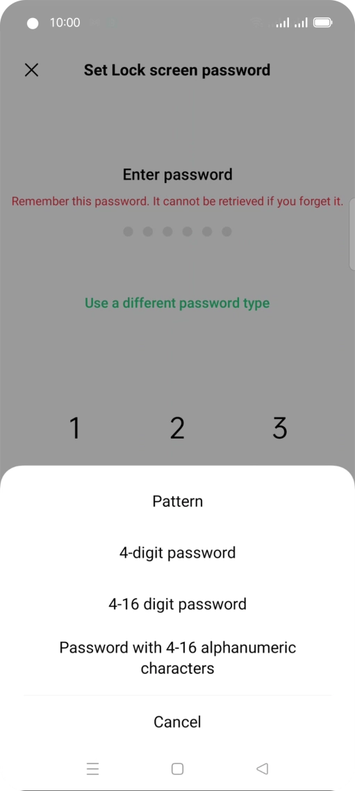 Press the required phone lock code and follow the instructions on the screen to create an additional phone lock code.