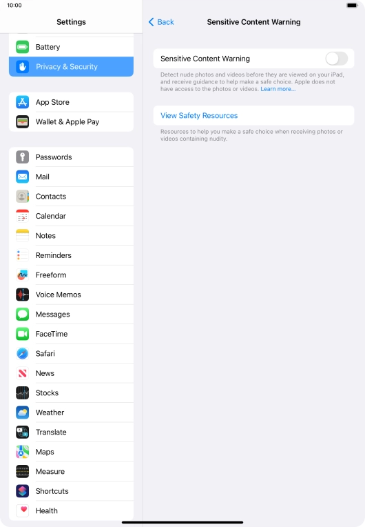 Press the indicator next to 