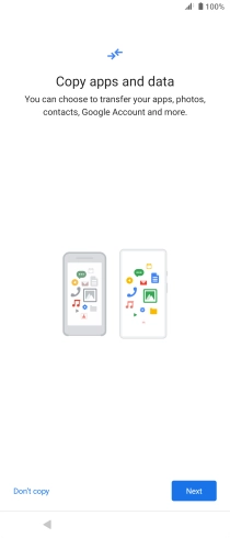 You can transfer the contents of another phone to your phone when it's activated for the first time and after a factory reset. When this screen is displayed, your phone is ready to transfer contents from another phone.